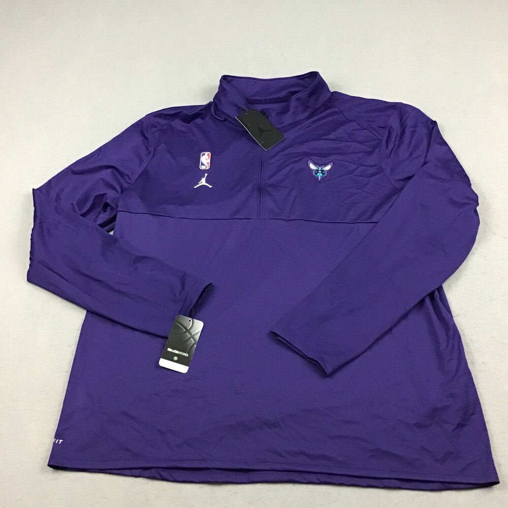 Charlotte Hornets Sweater Men 2XL Purple Jordan 1/4 Zip Pullover Jumpman NBA XXL